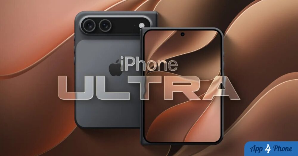 Rendu conceptuel de l’iPhone Ultra pliable, ouvert et fermé