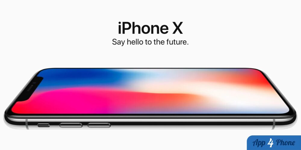 Vue promotionnelle de l’iPhone X sur fond blanc