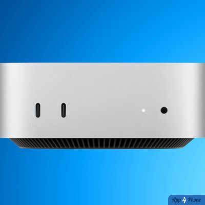 Vue rapprochée de la façade du Mac mini argenté