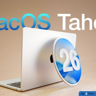MacBook affichant une illustration de macOS Tahoe 26