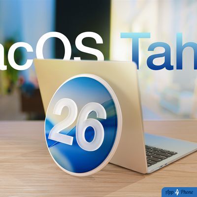 Ordinateur portable présentant le visuel de macOS Tahoe 26