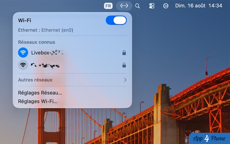 Illustration : Ethernet peut remplacer le Wi-Fi dans la barre de menus de macOS 27