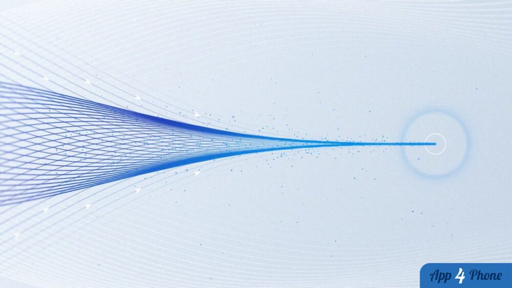 Illustration abstraite de l’intelligence artificielle avec des lignes bleues convergentes
