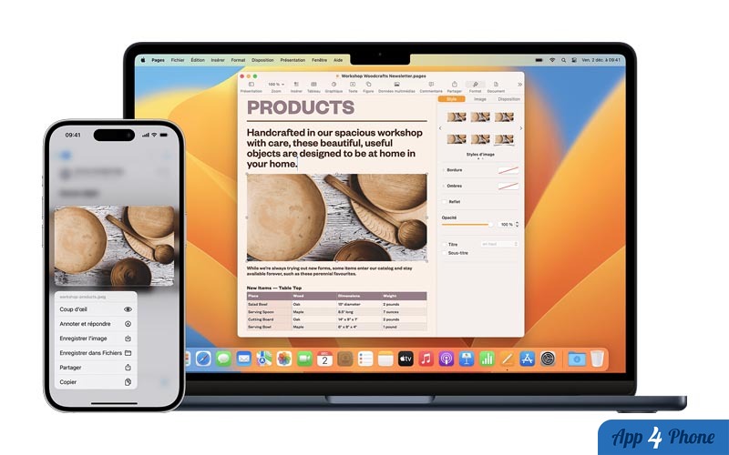 iPhone et Mac affichent un document partagé via le copier-coller