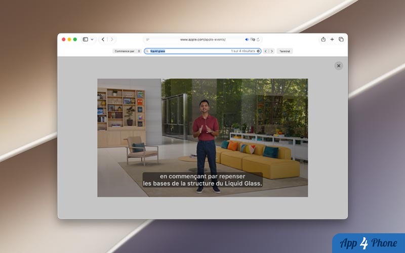 Illustration : Safari 27 peut chercher dans les sous-titres d'une vidéo