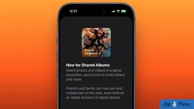 Écran iPhone présentant les nouveautés des albums partagés iOS 27