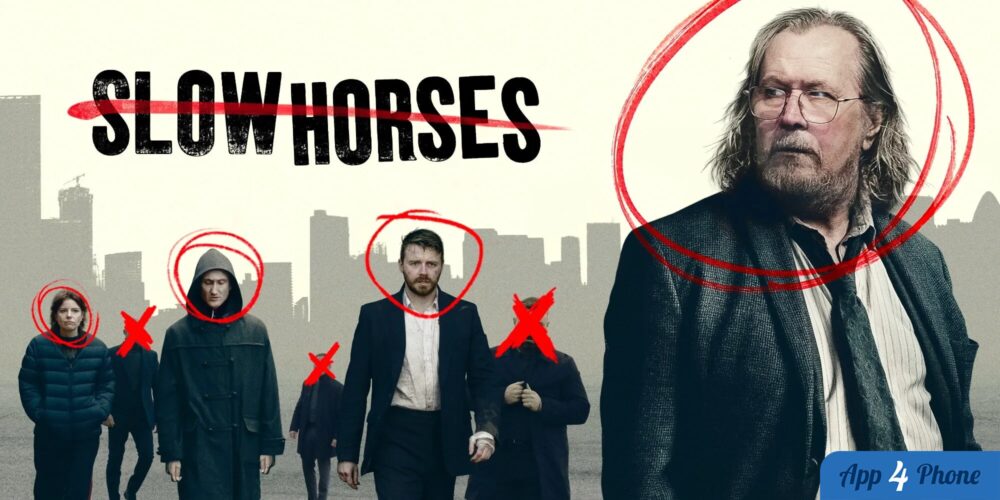 Illustration de Slow Horses montrant plusieurs personnages de la série
