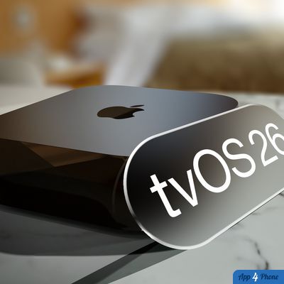 Apple TV noire accompagnée d’un visuel tvOS 26