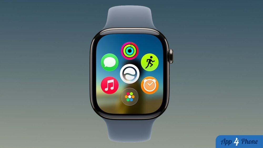 Apple Watch affichant une grille colorée d’applications