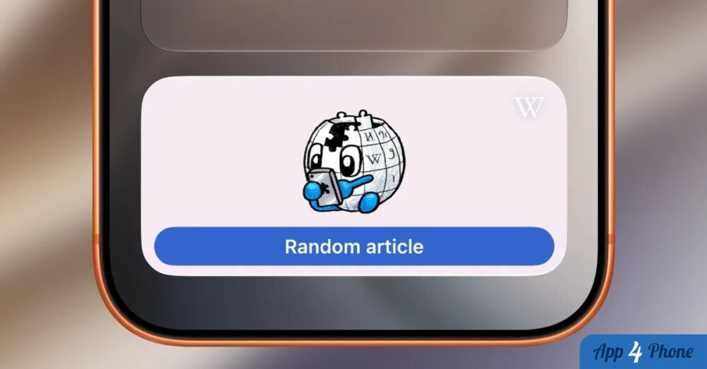 Widget Wikipédia affichant un article aléatoire sur un écran d’iPhone