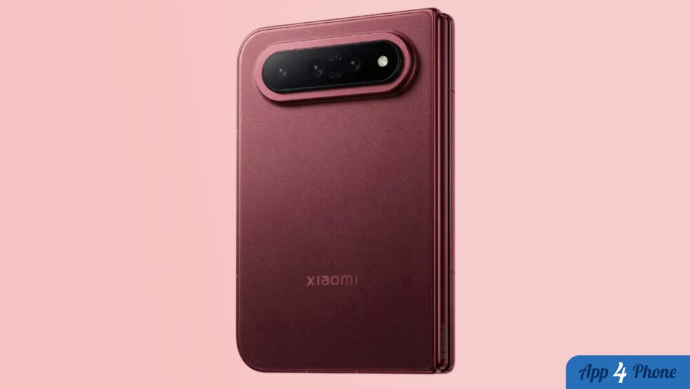 Smartphone pliable Xiaomi rouge fermé, vu de dos