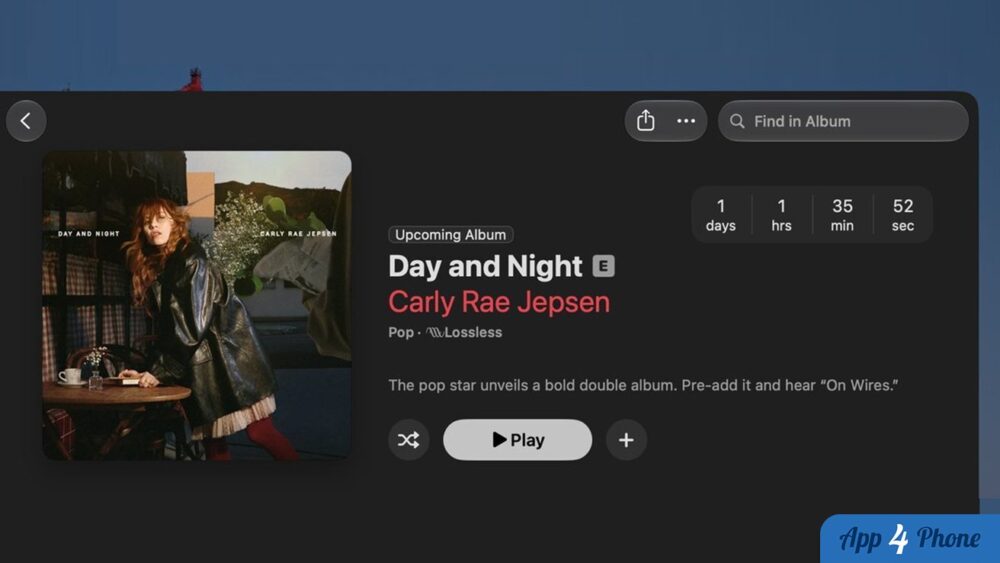 Illustration : Apple Music testing out countdown clocks for upcoming albums