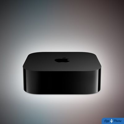 Apple TV 4K noire vue de face sur fond dégradé