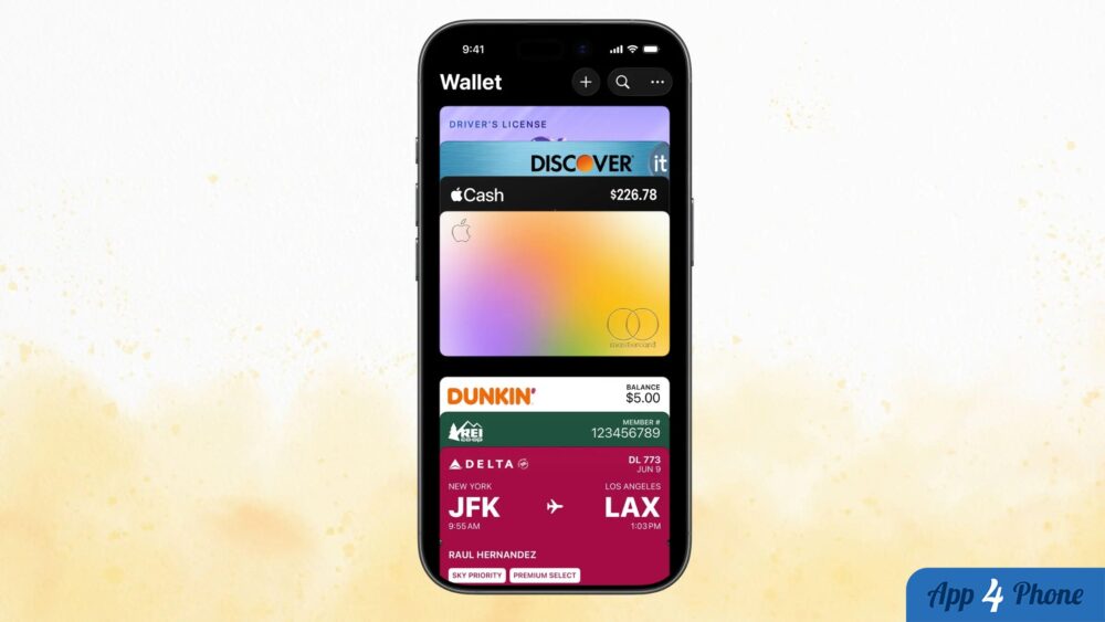 iPhone affichant plusieurs cartes et billets dans Apple Wallet