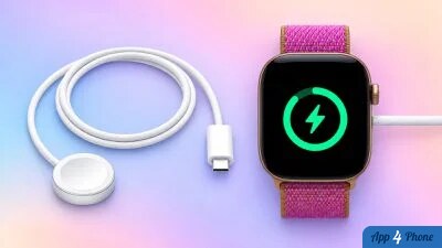 Apple Watch accompagnée de son chargeur magnétique USB-C