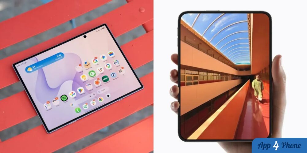 Smartphone pliable présenté ouvert et avec son écran externe