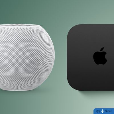 HomePod mini blanc et Apple TV noire côte à côte