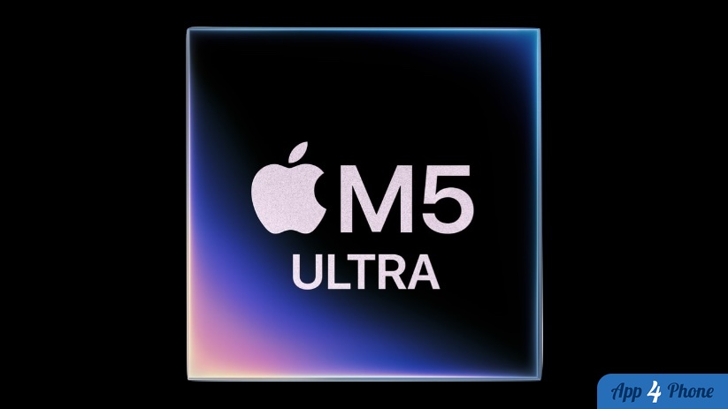Rendu du processeur Apple M5 Ultra aux contours lumineux
