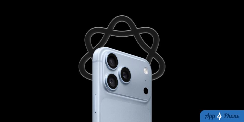 Rendu d’un iPhone bleu vu de dos avec Apple Intelligence
