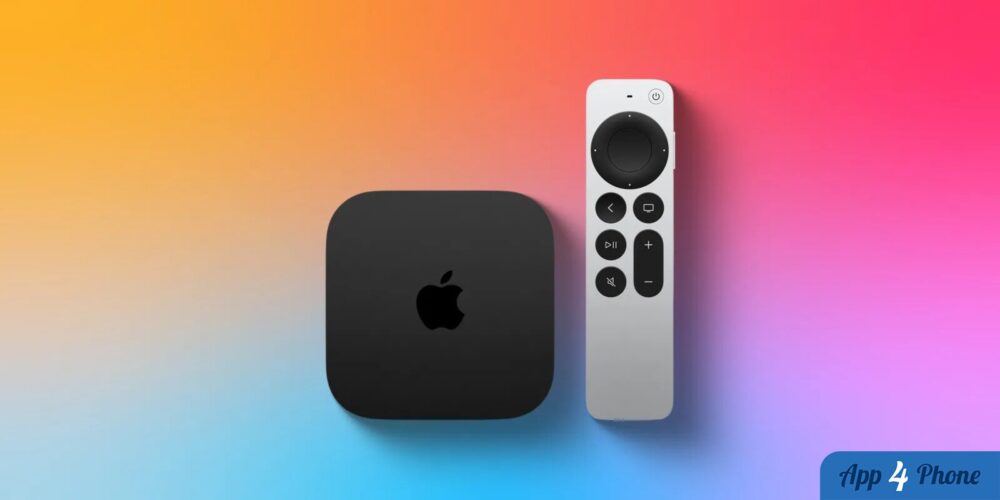 Apple TV noir accompagnée de sa télécommande Siri Remote