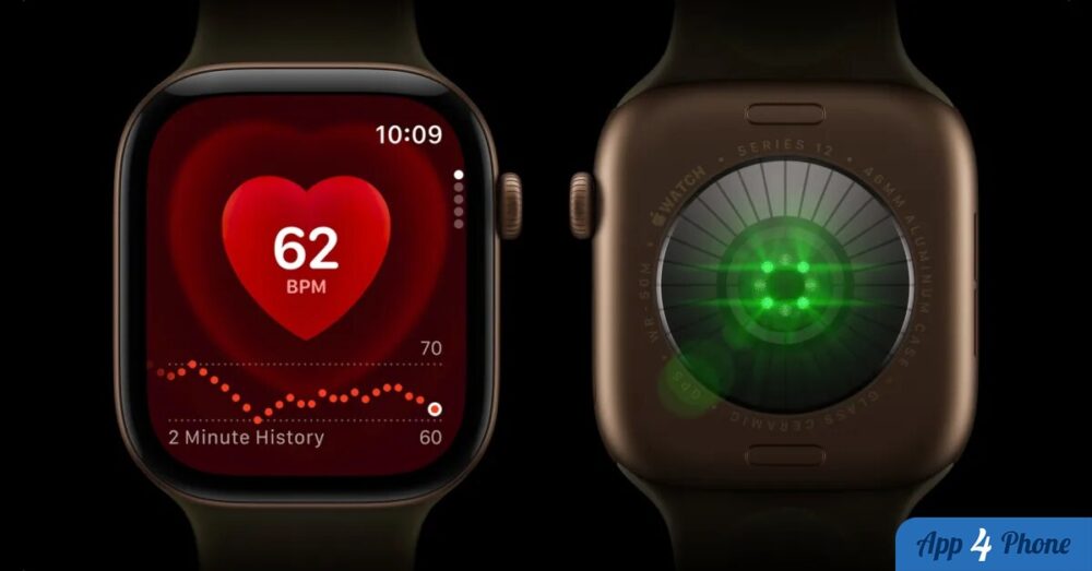Deux Apple Watch affichent le rythme cardiaque et leurs capteurs optiques