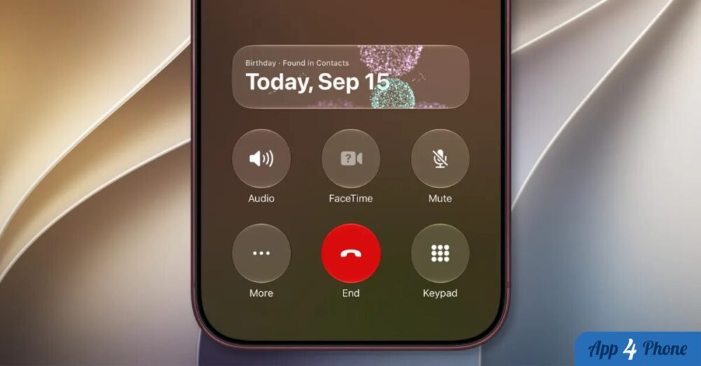 Écran d’appel iPhone affichant l’anniversaire d’un contact le 15 septembre
