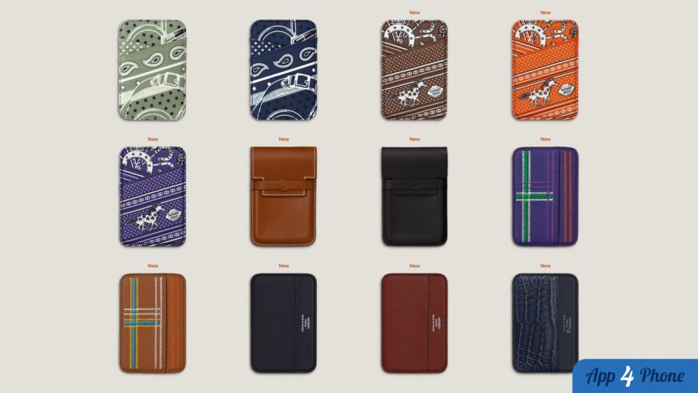 Collection de portefeuilles MagSafe Hermès aux motifs et couleurs variés