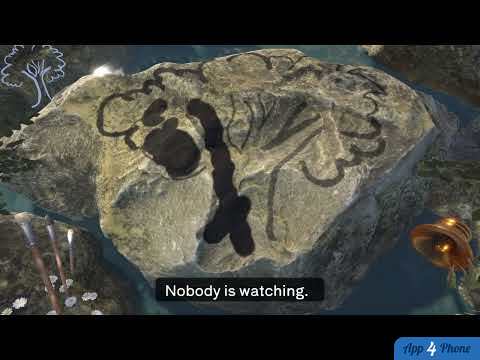 Peinture à l’eau sombre sur une pierre, avec sous-titres narratifs