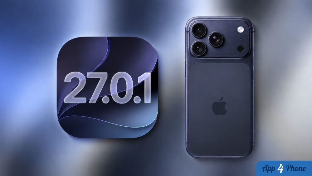 Illustration de la mise à jour iOS 27.0.1 sur un iPhone