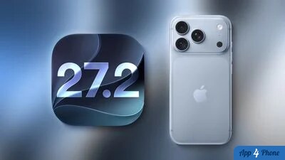 iPhone et icône iOS 27.2 sur fond sombre
