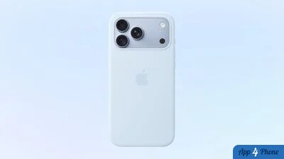 Vue arrière d’un iPhone Pro bleu avec coque