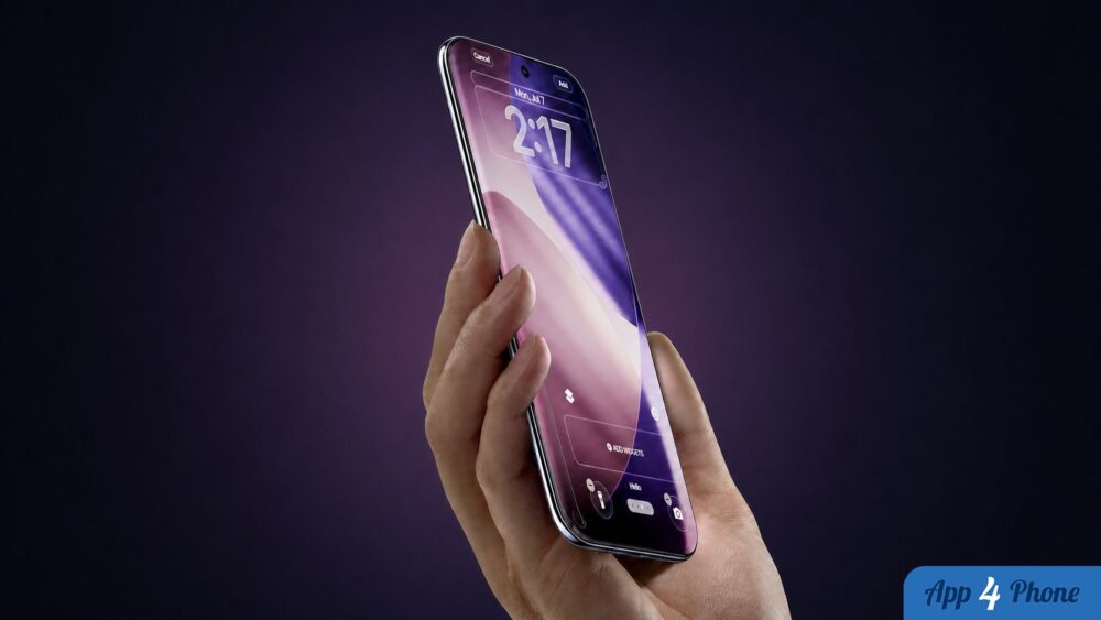 Smartphone tenu en main, mettant en valeur son écran OLED incurvé