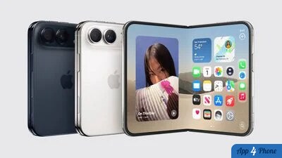 Rendu de plusieurs iPhone pliables présentés fermés et ouverts
