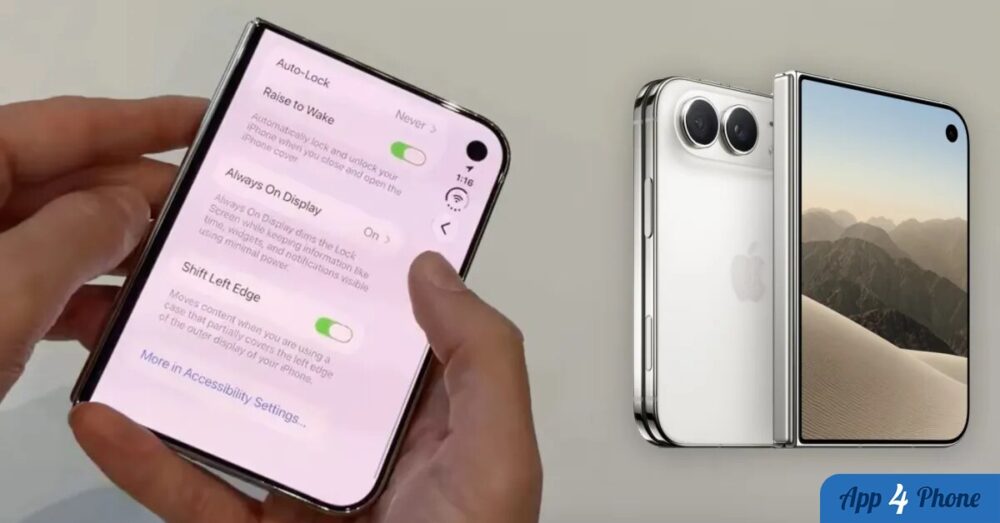 iPhone Duo pliable affichant l’option Shift Left Edge