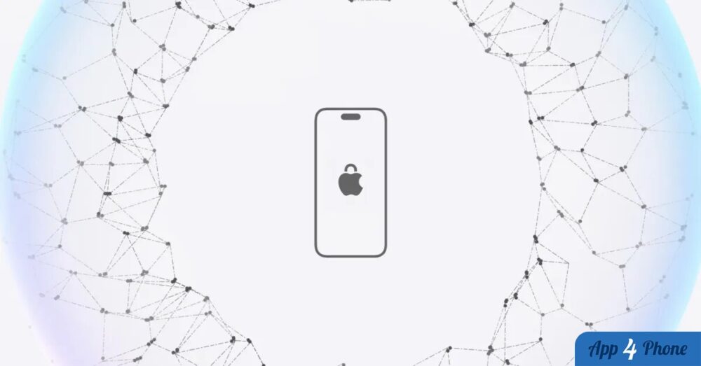 Illustration d’un iPhone Apple verrouillé face à un réseau numérique