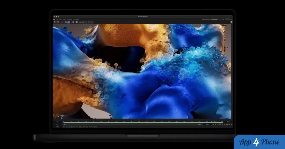 MacBook Pro affichant une image colorée sur son écran