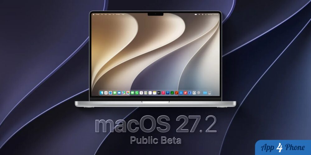 MacBook affichant macOS 27.2 en version bêta publique
