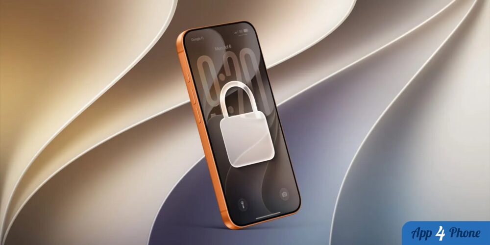 iPhone orange affichant un cadenas symbolisant le verrouillage antivol automatique