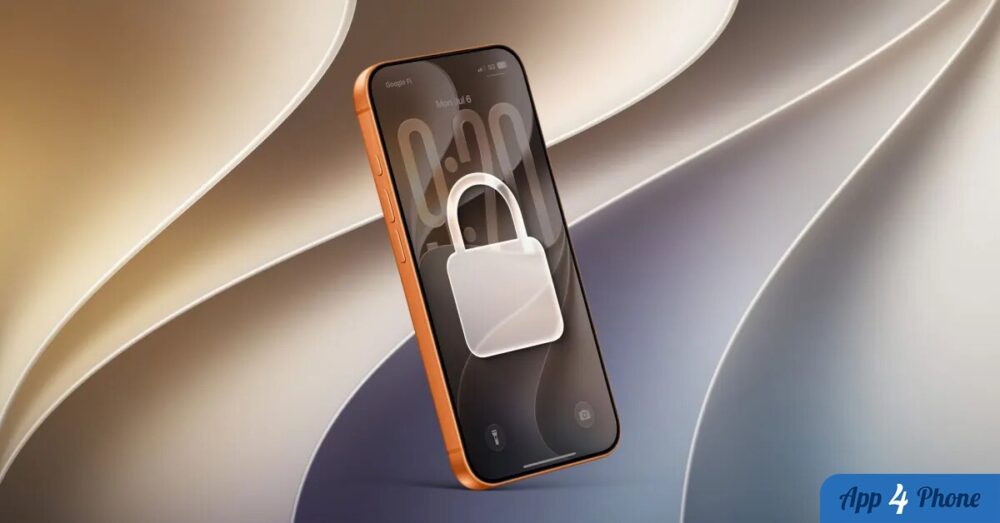 iPhone orange affichant un cadenas symbolisant le verrouillage antivol automatique