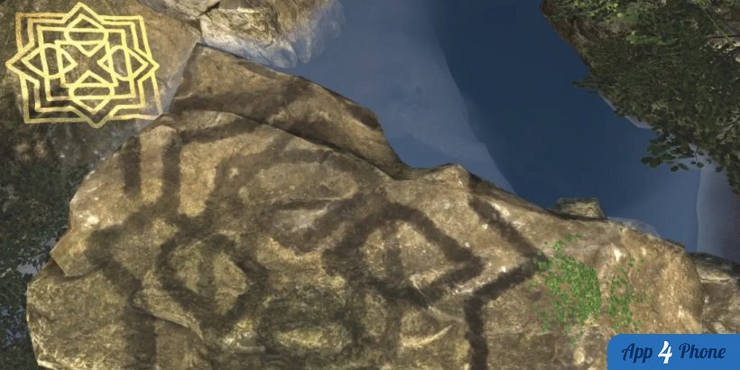 Peinture géométrique éphémère tracée à l’eau sur une pierre