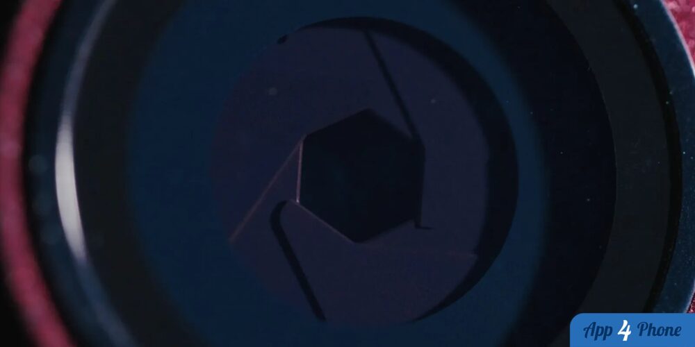Diaphragme polygonal d’un objectif photographique en gros plan