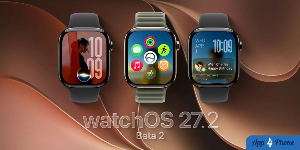 Trois Apple Watch présentent watchOS 27.2 bêta 2
