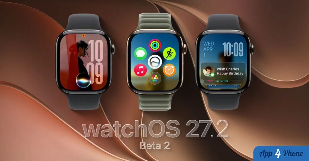 Trois Apple Watch affichent différentes interfaces de watchOS 27.2 bêta 2