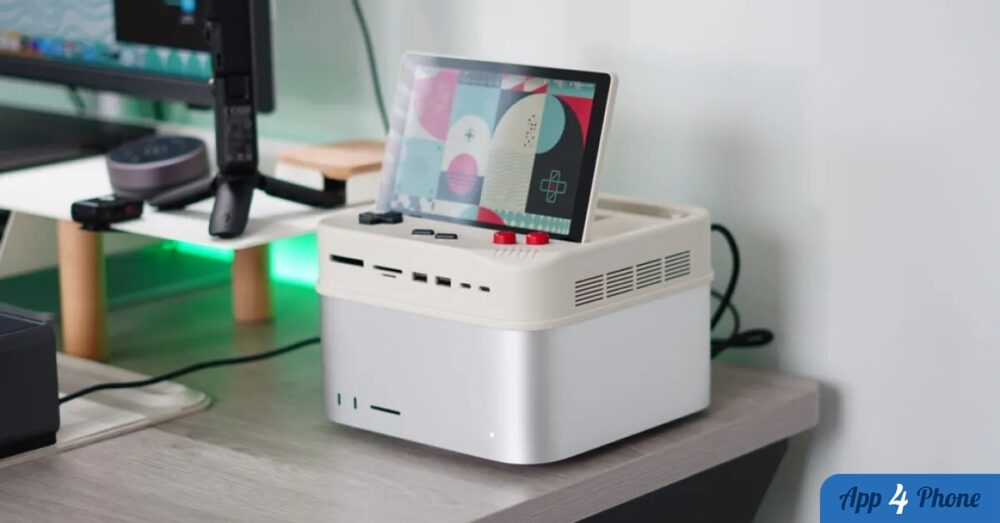 Dock rétro pour Mac avec écran relevé et ports intégrés