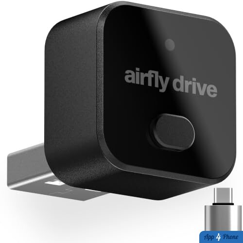 Adaptateur AirFly Drive noir présenté avec son connecteur USB-C