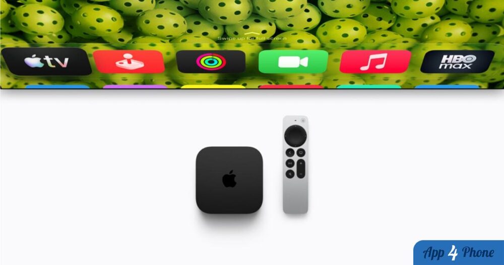 Apple TV 4K noire accompagnée de sa télécommande Siri Remote