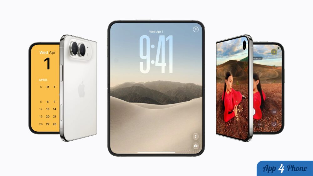 Rendu promotionnel de plusieurs iPhone Duo sous différents angles
