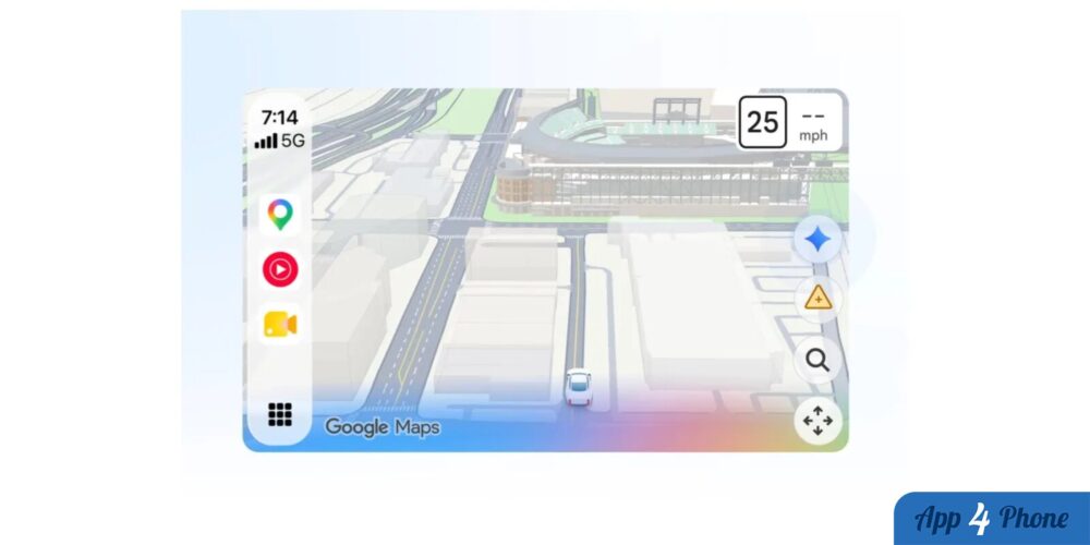 Écran Google Maps sur CarPlay montrant une carte de navigation