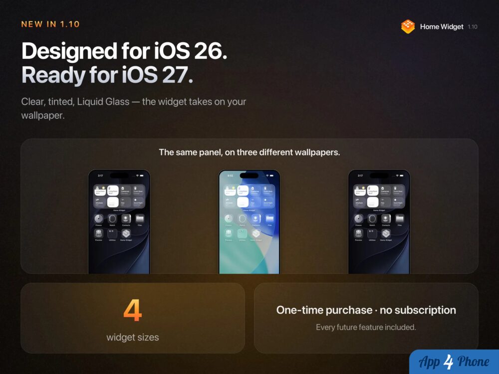 Trois iPhone présentent le widget HomeKit sur différents fonds d’écran