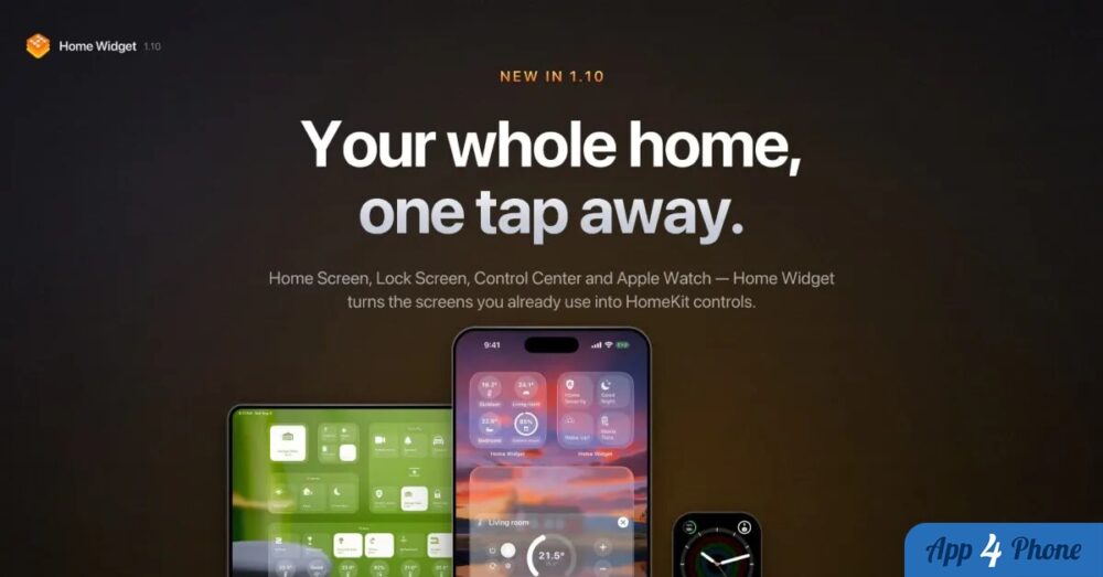 Téléphone, tablette et montre affichant les widgets HomeKit de Home Widget